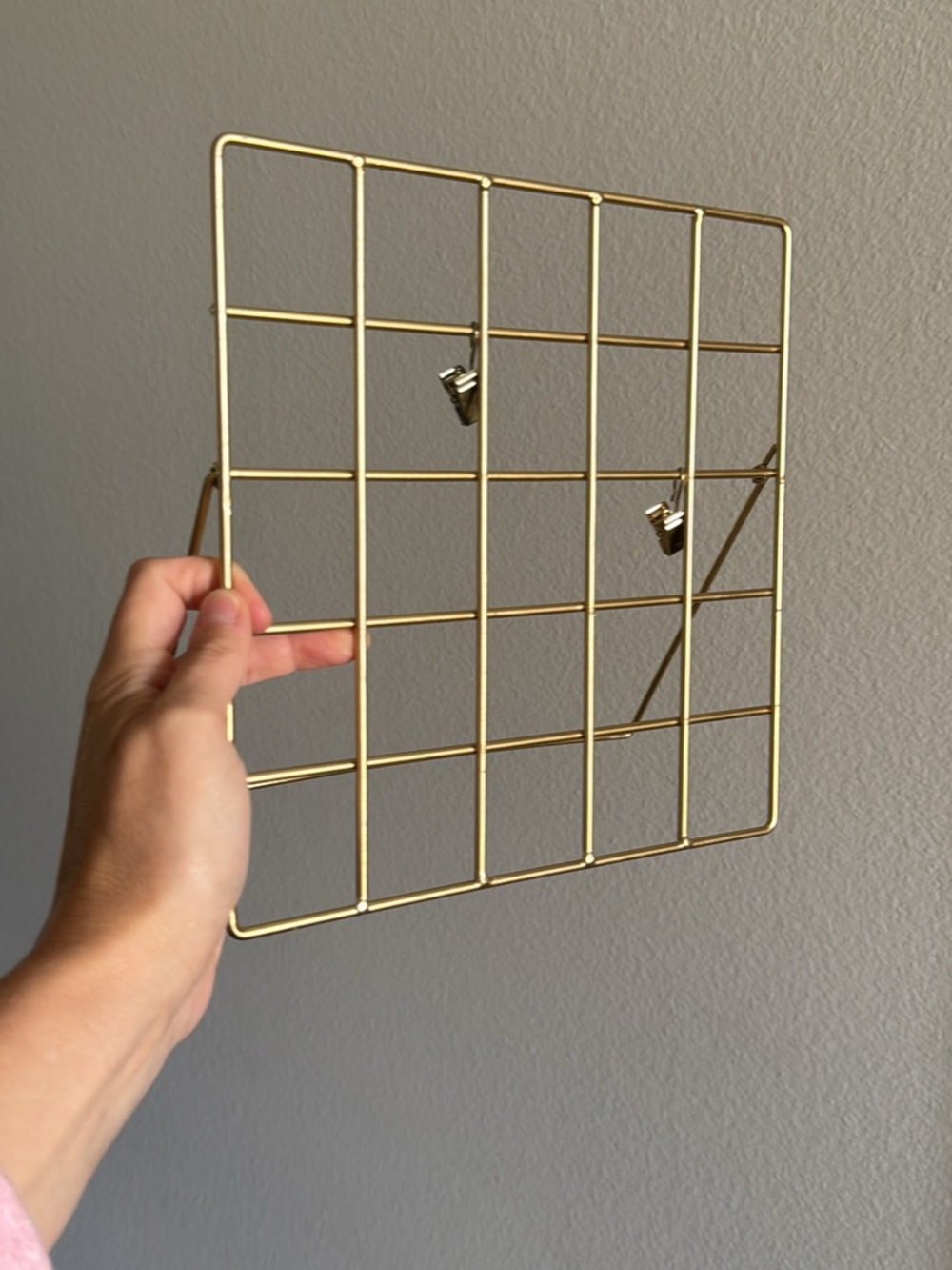 Gold Metal Grid Wall Organizer - Home Wall or Desk Decor